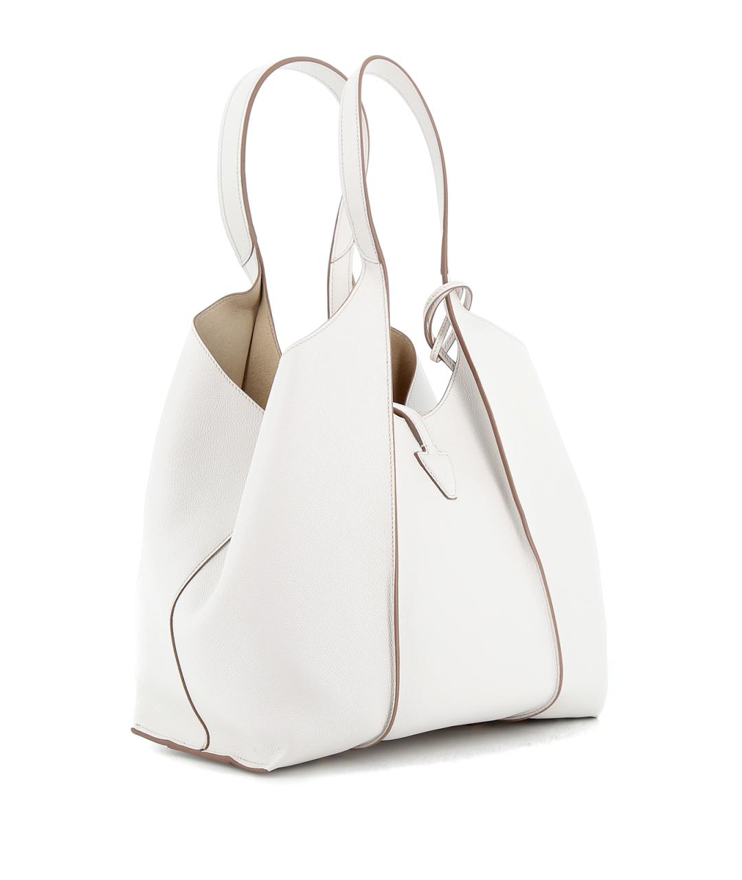 TOD'S Белая кожаная сумка тоут, фото 3