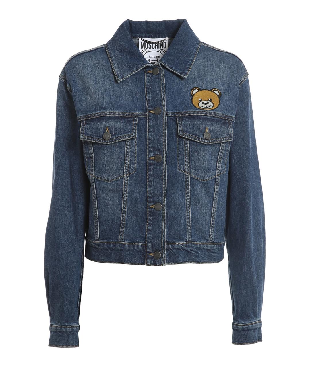 MOSCHINO Темно-синяя хлопко-эластановая куртка, фото 1