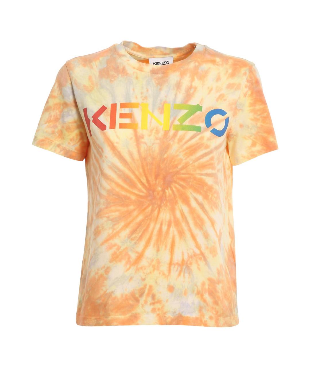 KENZO Оранжевая хлопковая футболка, фото 1