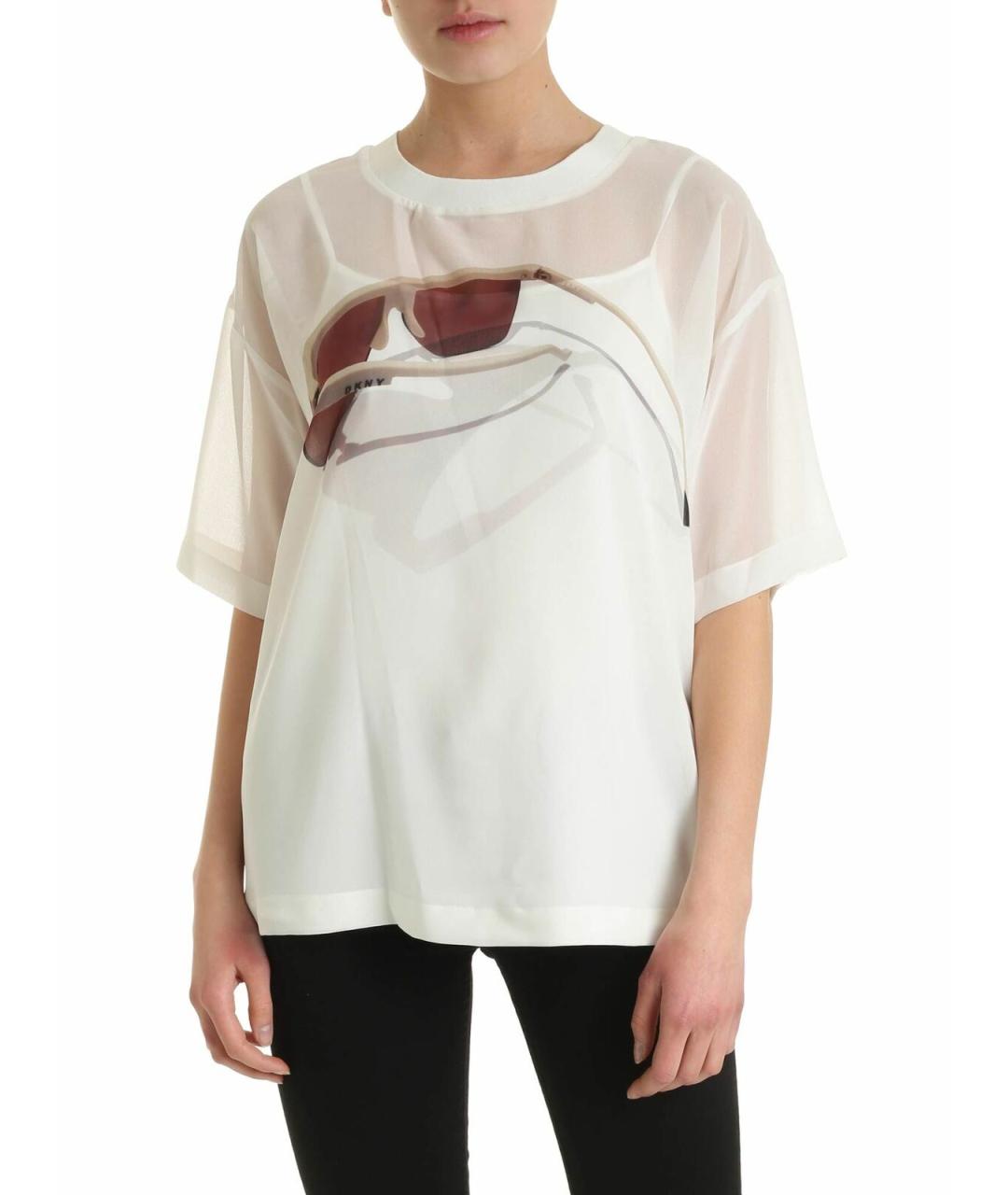 DKNY Белая полиэстеровая футболка, фото 1