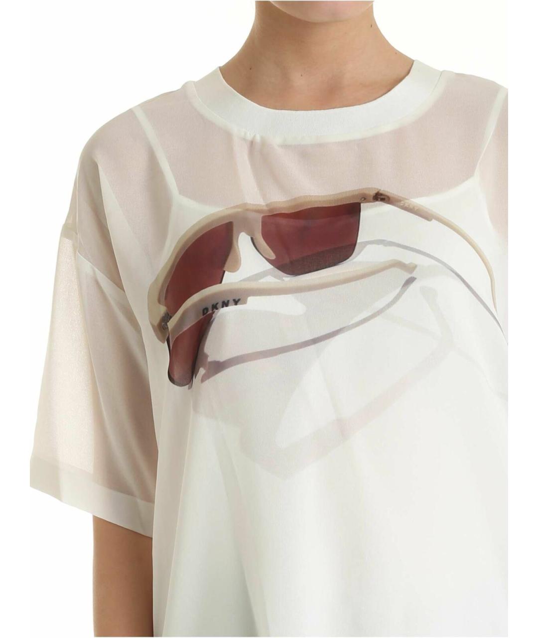 DKNY Белая полиэстеровая футболка, фото 4