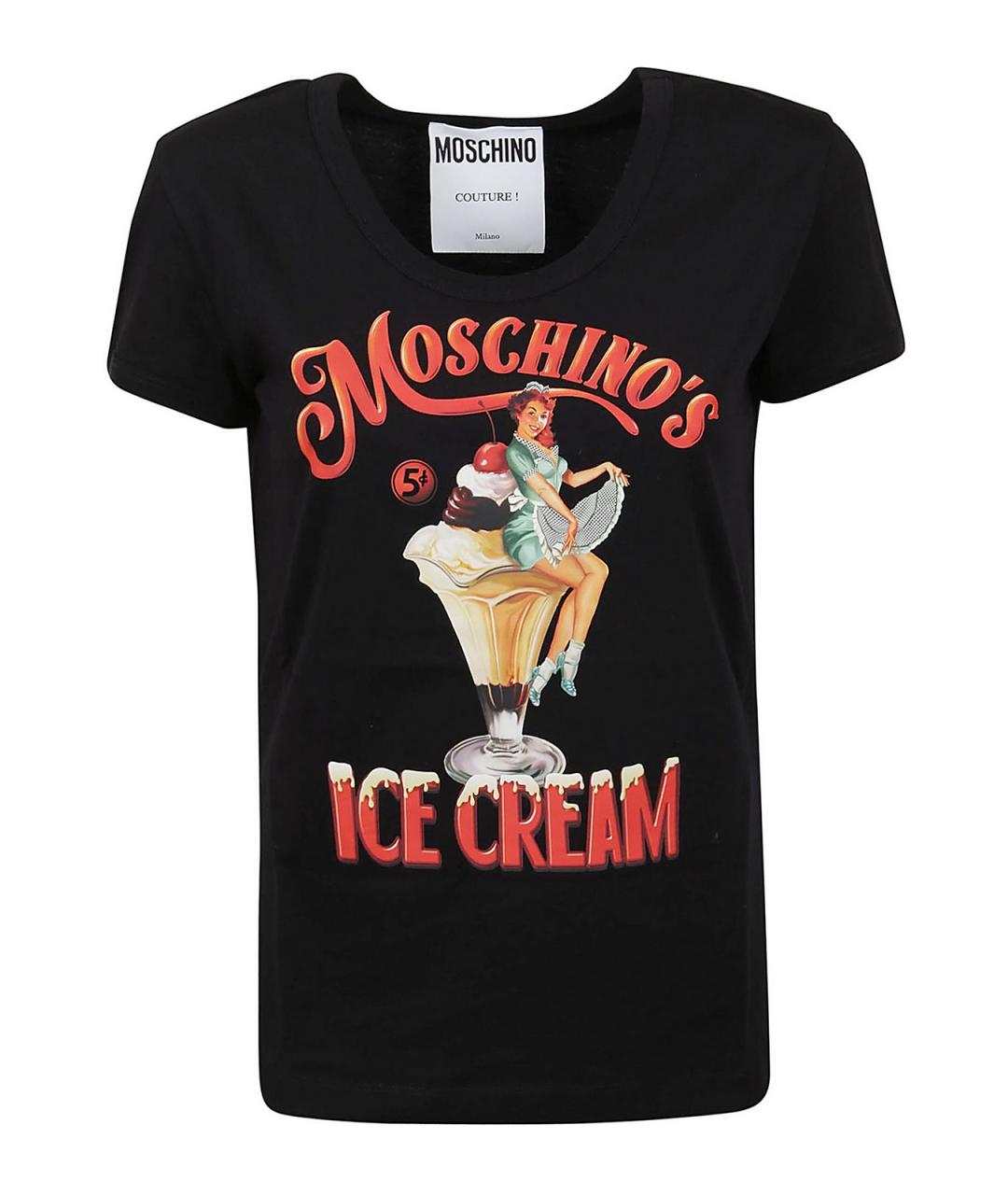 MOSCHINO Черная хлопковая футболка, фото 1