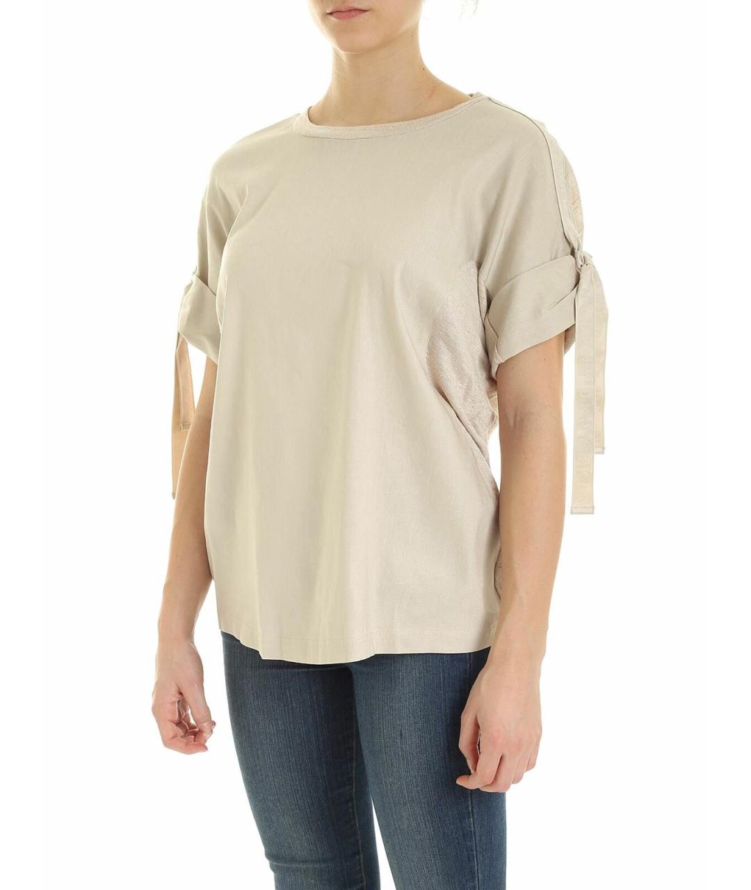 DKNY Бежевая полиэстеровая футболка, фото 2