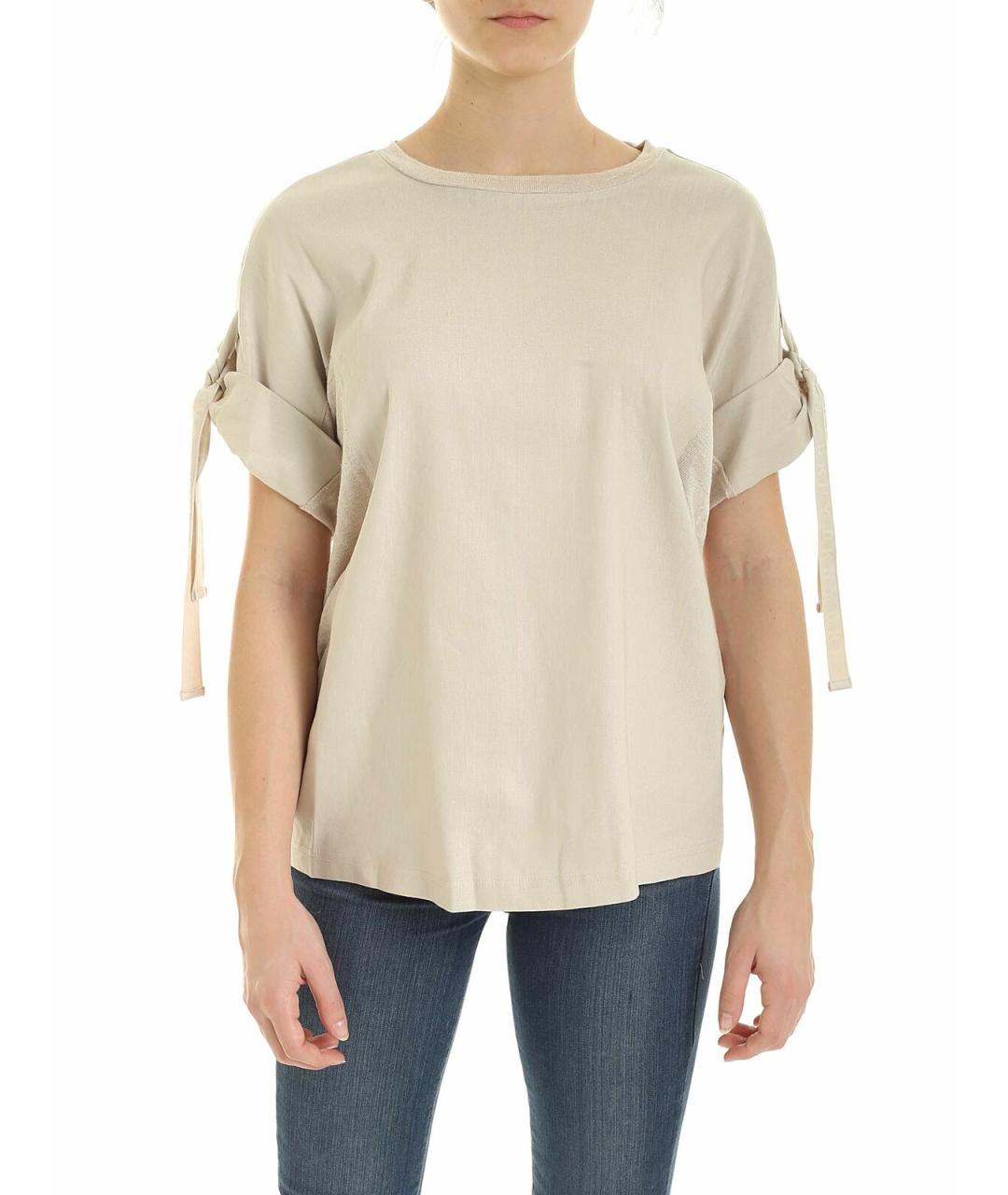 DKNY Бежевая полиэстеровая футболка, фото 1