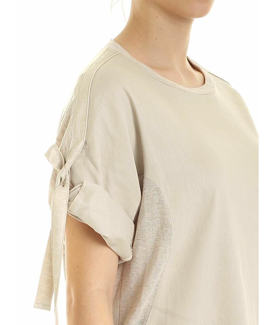 DKNY Бежевая полиэстеровая футболка, фото 4