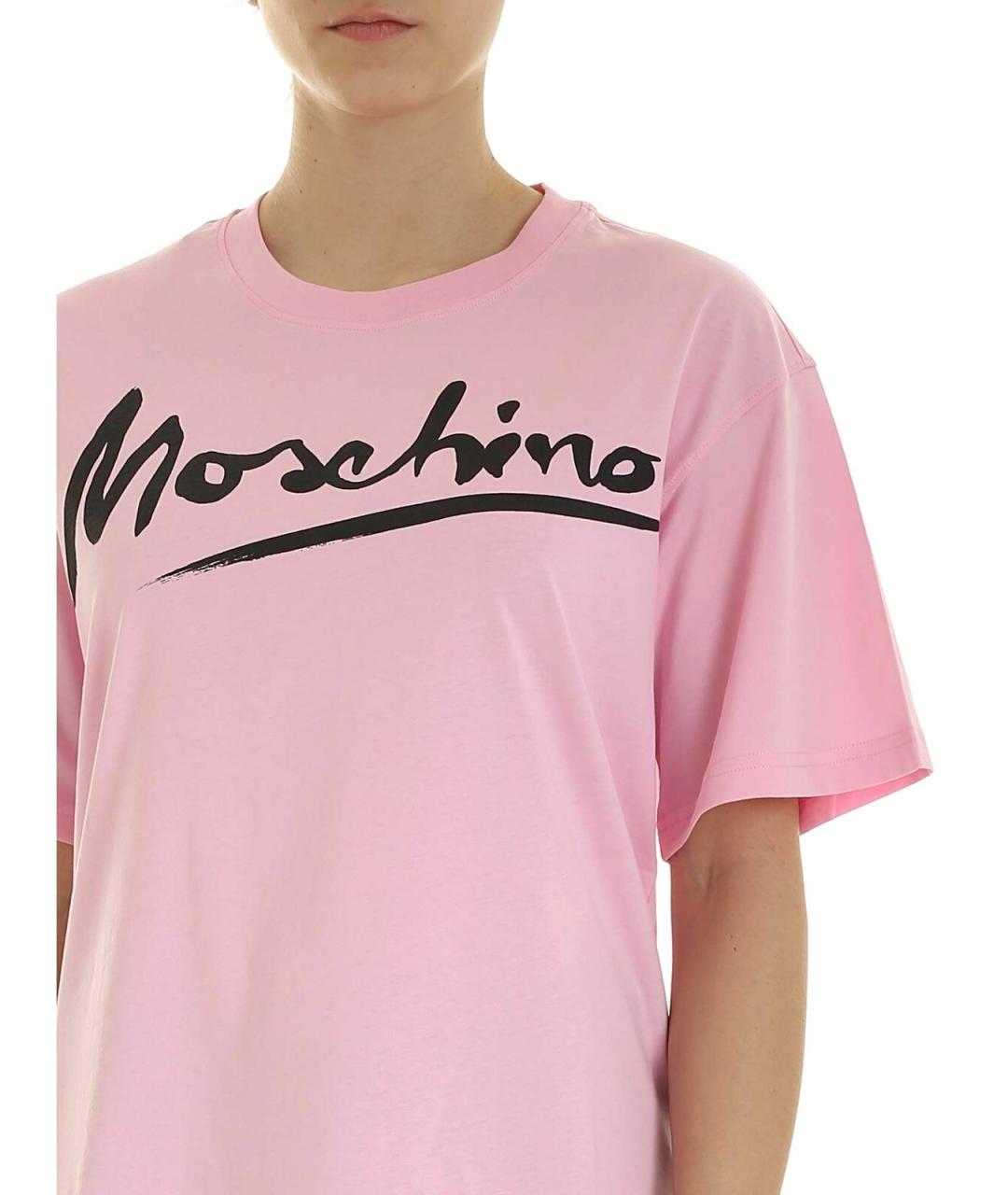 MOSCHINO Розовая хлопковая футболка, фото 4
