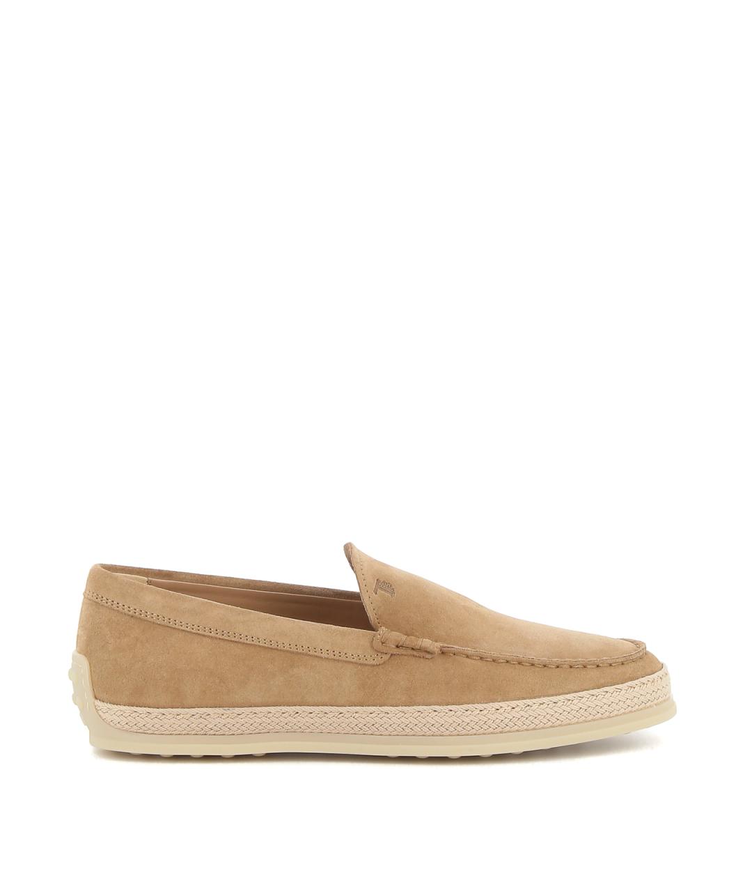 TOD'S Бежевые замшевые лоферы, фото 1