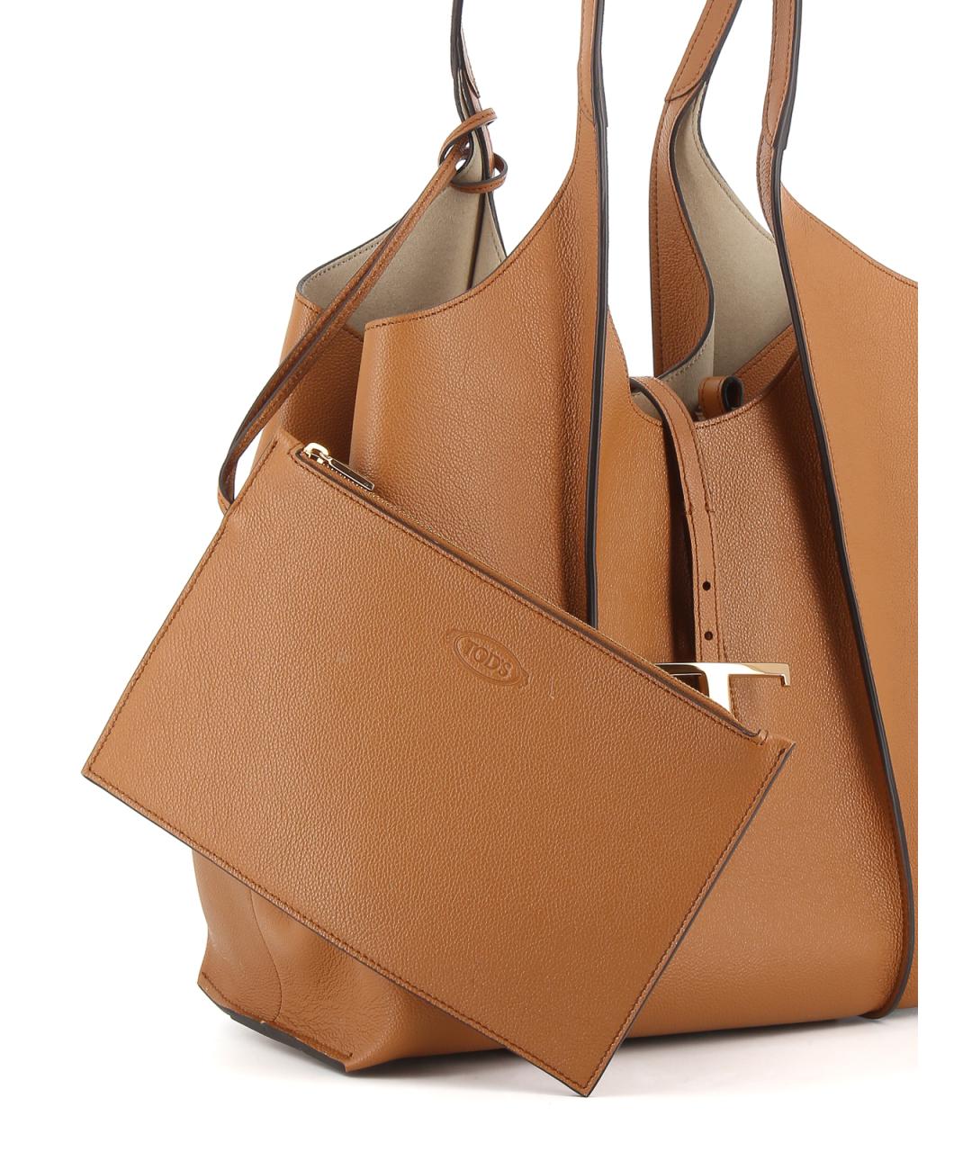 TOD'S Коричневая кожаная сумка тоут, фото 4