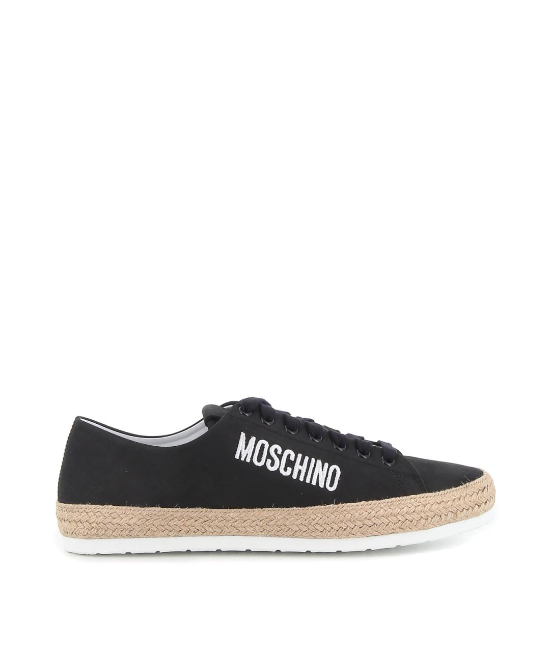 MOSCHINO Черные нубуковые низкие кроссовки / кеды, фото 1