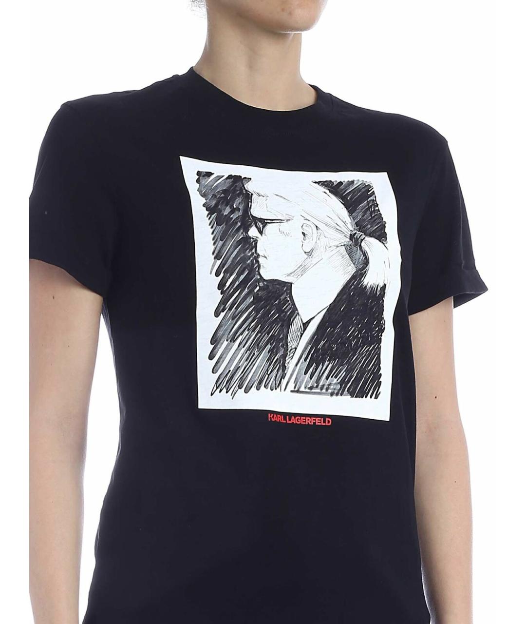 KARL LAGERFELD Черная хлопковая футболка, фото 4