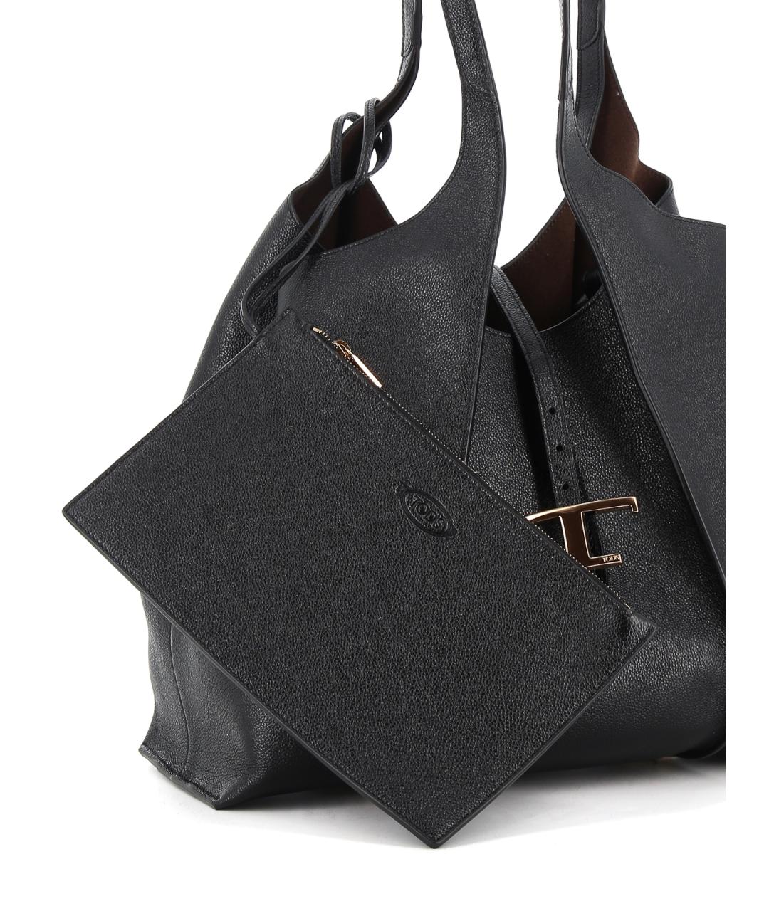 TOD'S Черная кожаная сумка тоут, фото 4