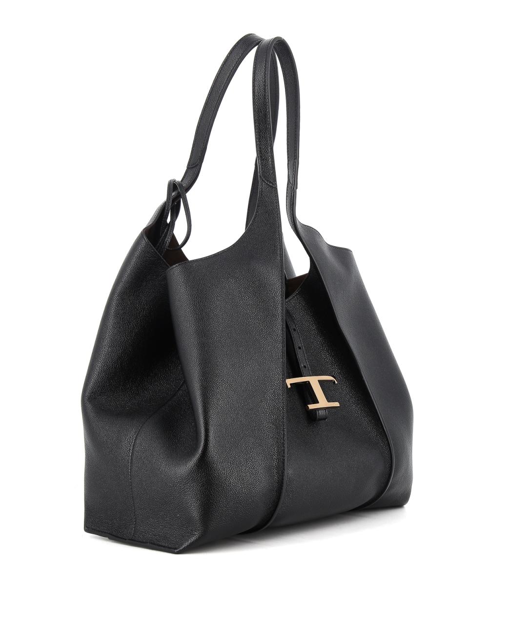 TOD'S Черная кожаная сумка тоут, фото 2