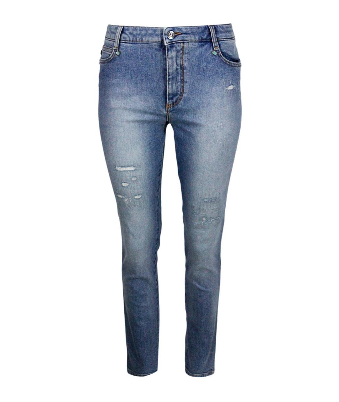 ERMANNO SCERVINO Синие хлопковые прямые джинсы, фото 1