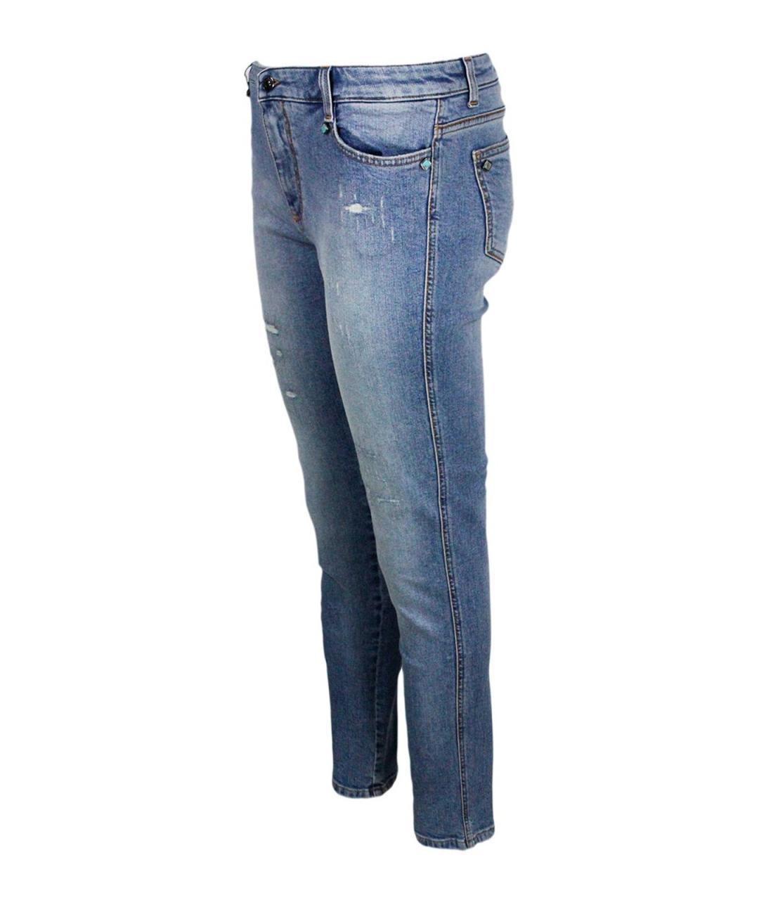 ERMANNO SCERVINO Синие хлопковые прямые джинсы, фото 3