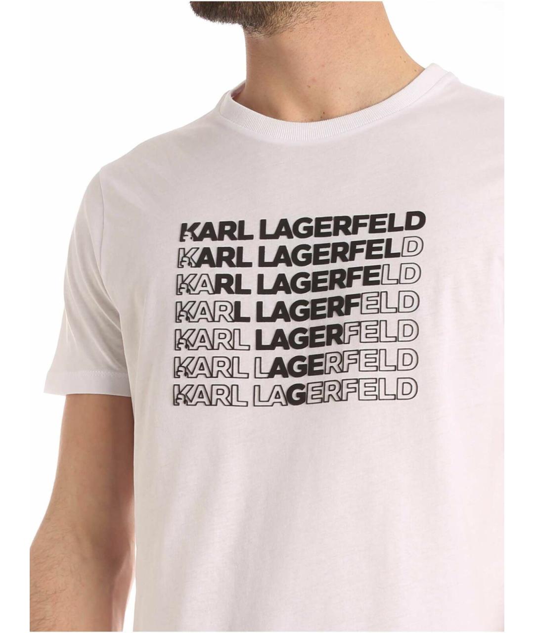 KARL LAGERFELD Белая хлопковая футболка, фото 4