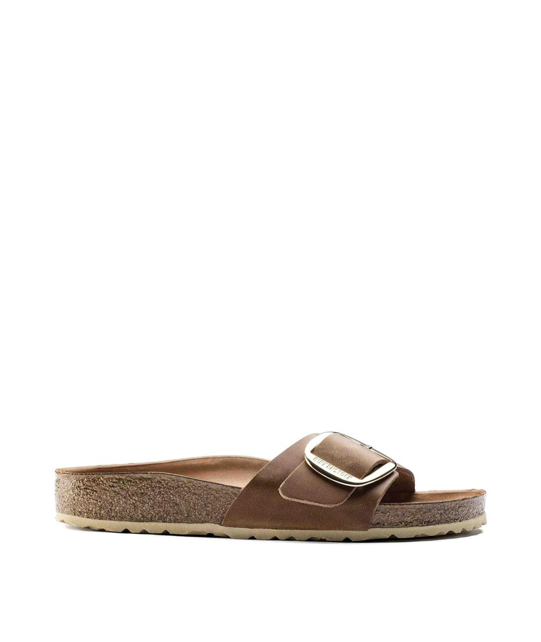 BIRKENSTOCK Коричневые кожаные шлепанцы, фото 1