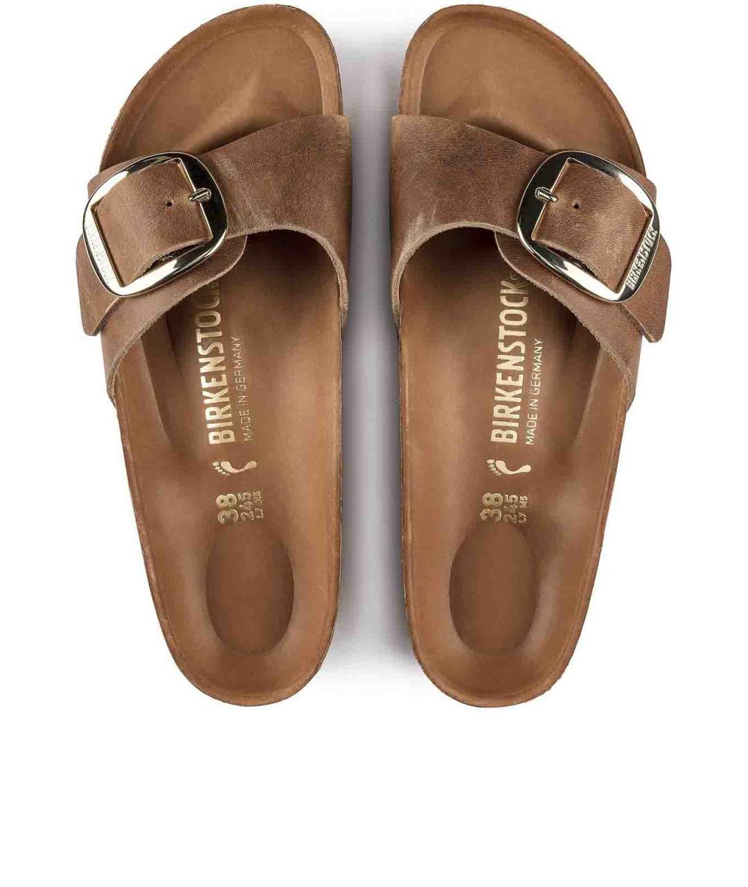 BIRKENSTOCK Коричневые кожаные шлепанцы, фото 4