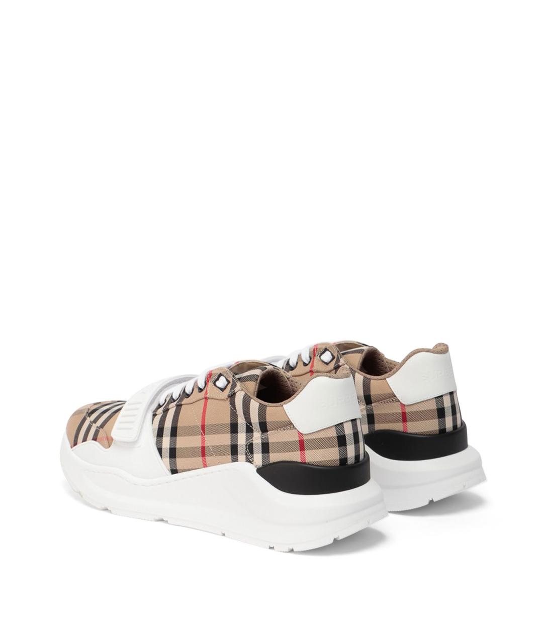 BURBERRY Бежевые текстильные низкие кроссовки / кеды, фото 3