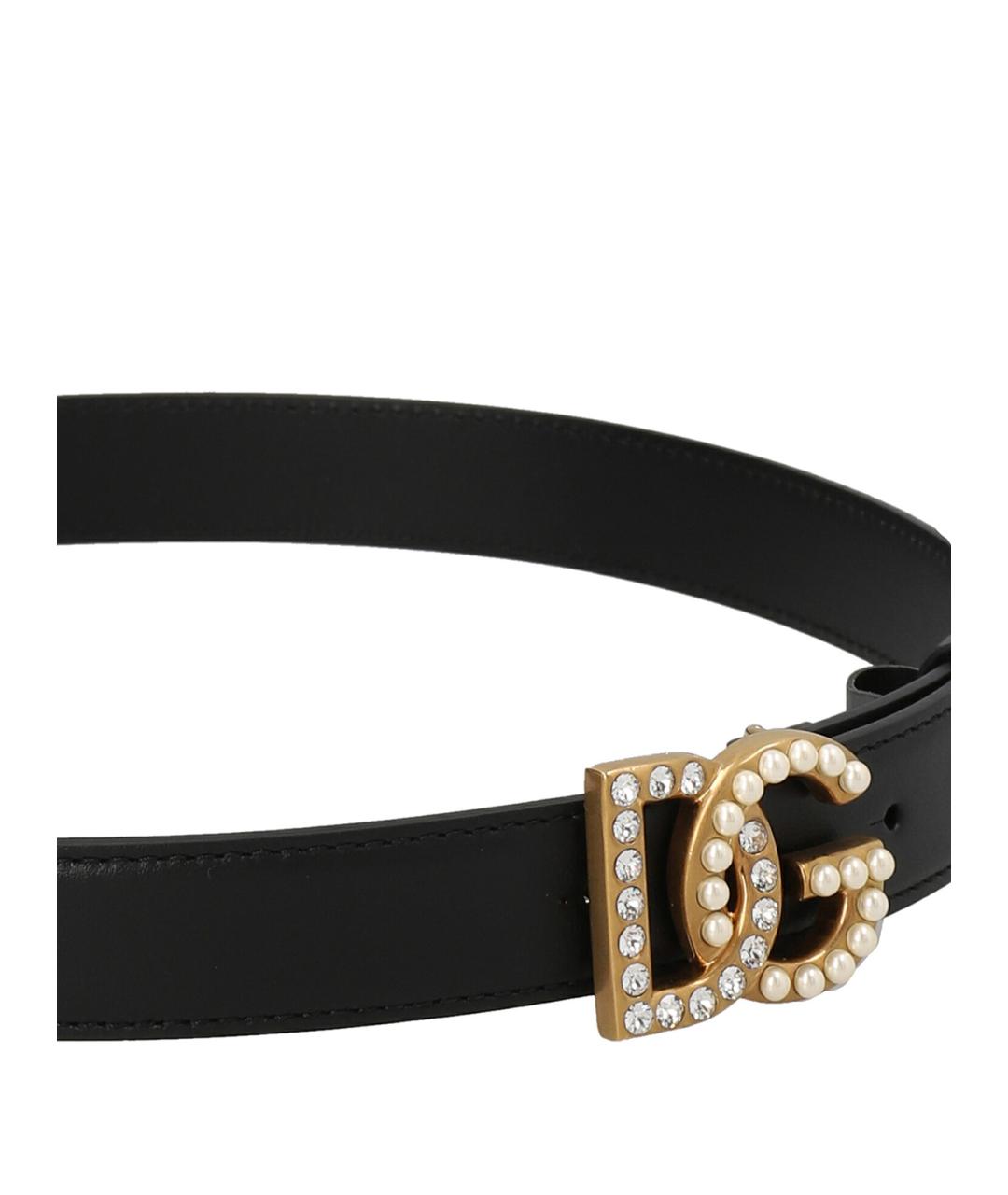 DOLCE&GABBANA Черный кожаный ремень, фото 3