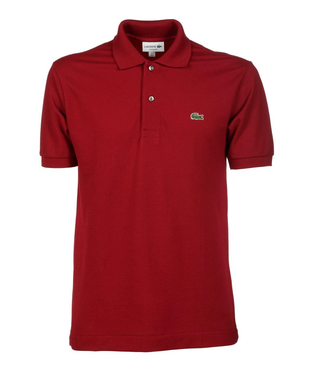 LACOSTE Бордовое хлопковое поло с коротким рукавом, фото 1