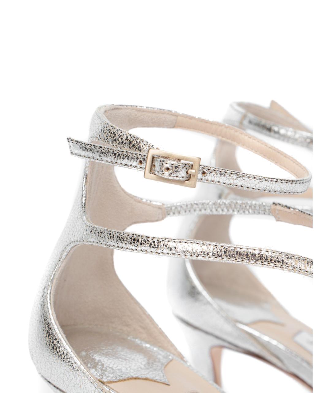 JIMMY CHOO Серебряные текстильные босоножки, фото 4