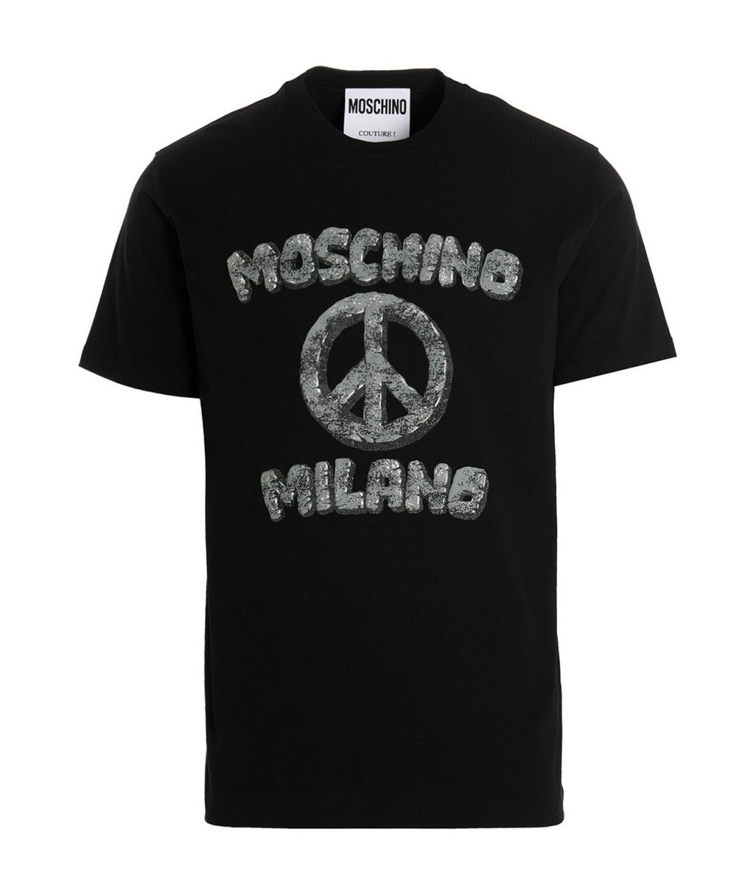 MOSCHINO Черная хлопковая футболка, фото 1
