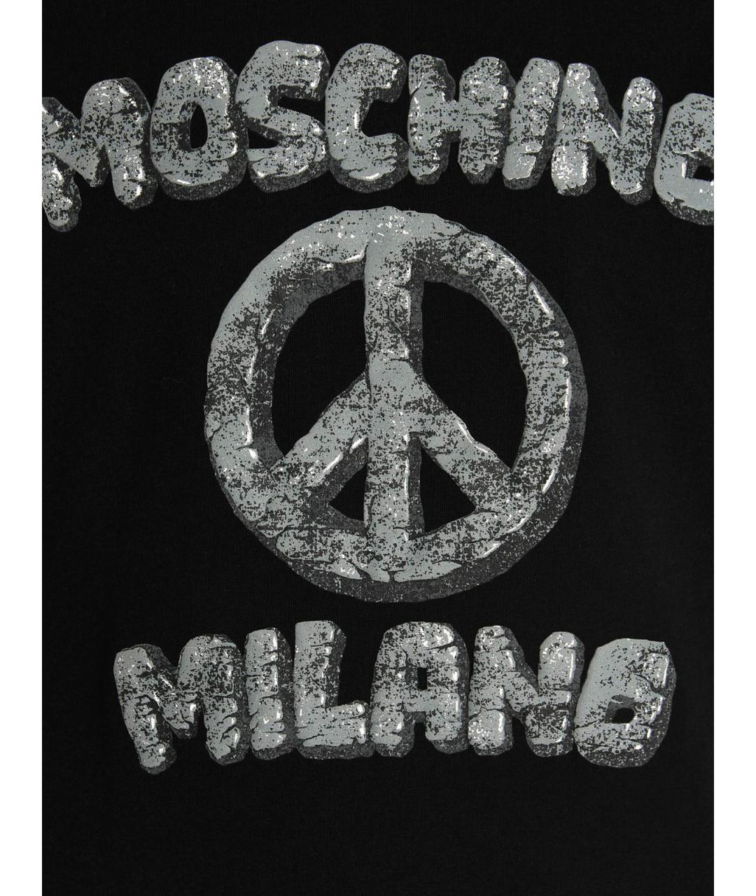 MOSCHINO Черная хлопковая футболка, фото 4