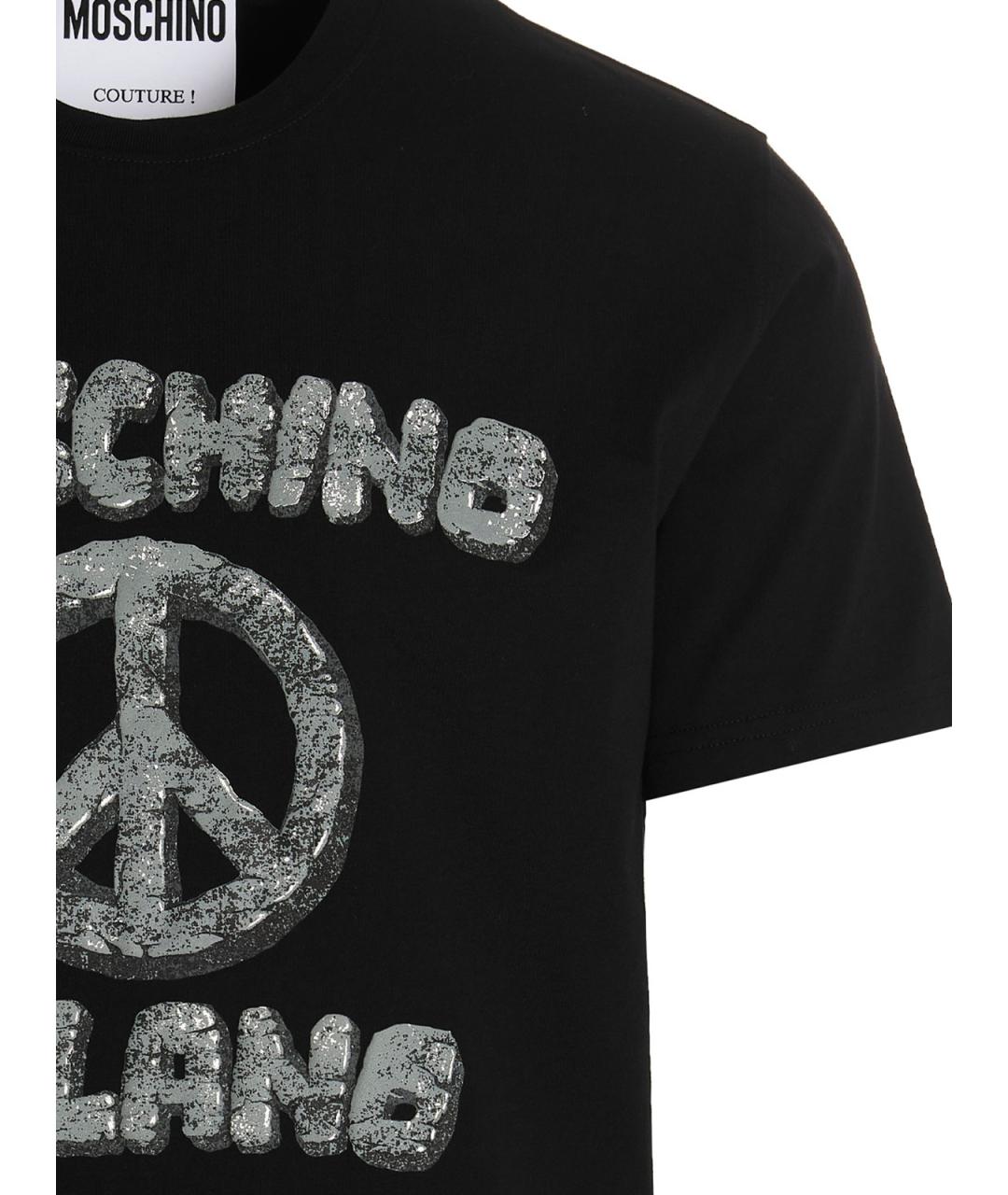 MOSCHINO Черная хлопковая футболка, фото 3
