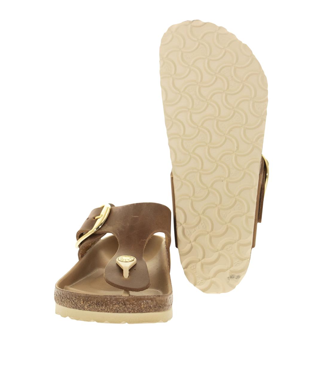 BIRKENSTOCK Коричневые кожаные шлепанцы, фото 5