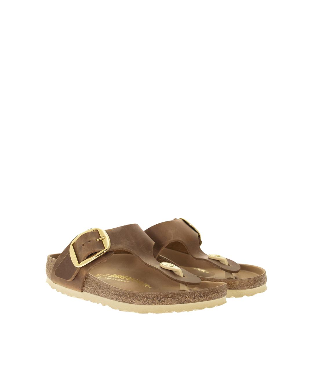 BIRKENSTOCK Коричневые кожаные шлепанцы, фото 2
