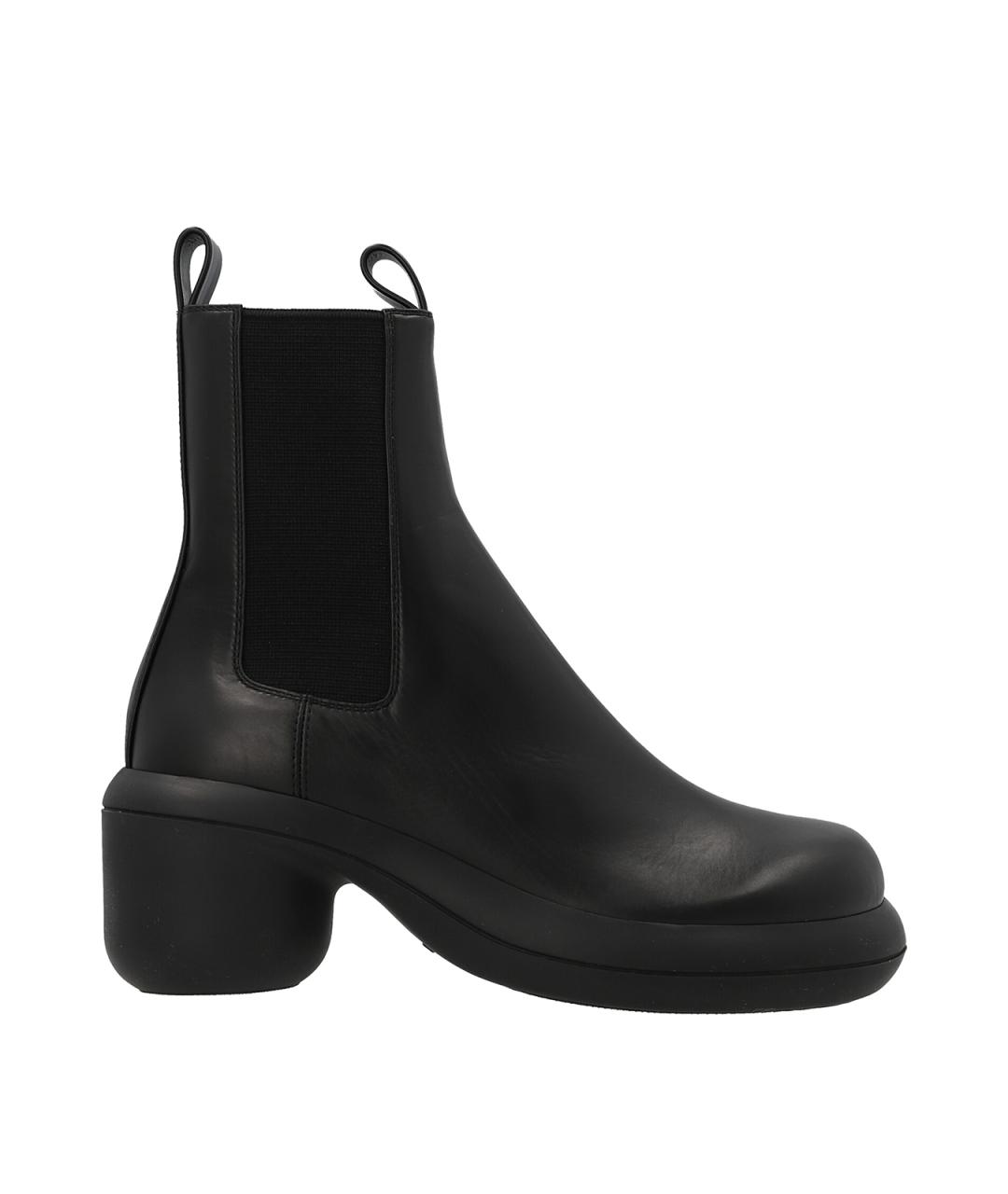 JIL SANDER Черные кожаные ботильоны, фото 1