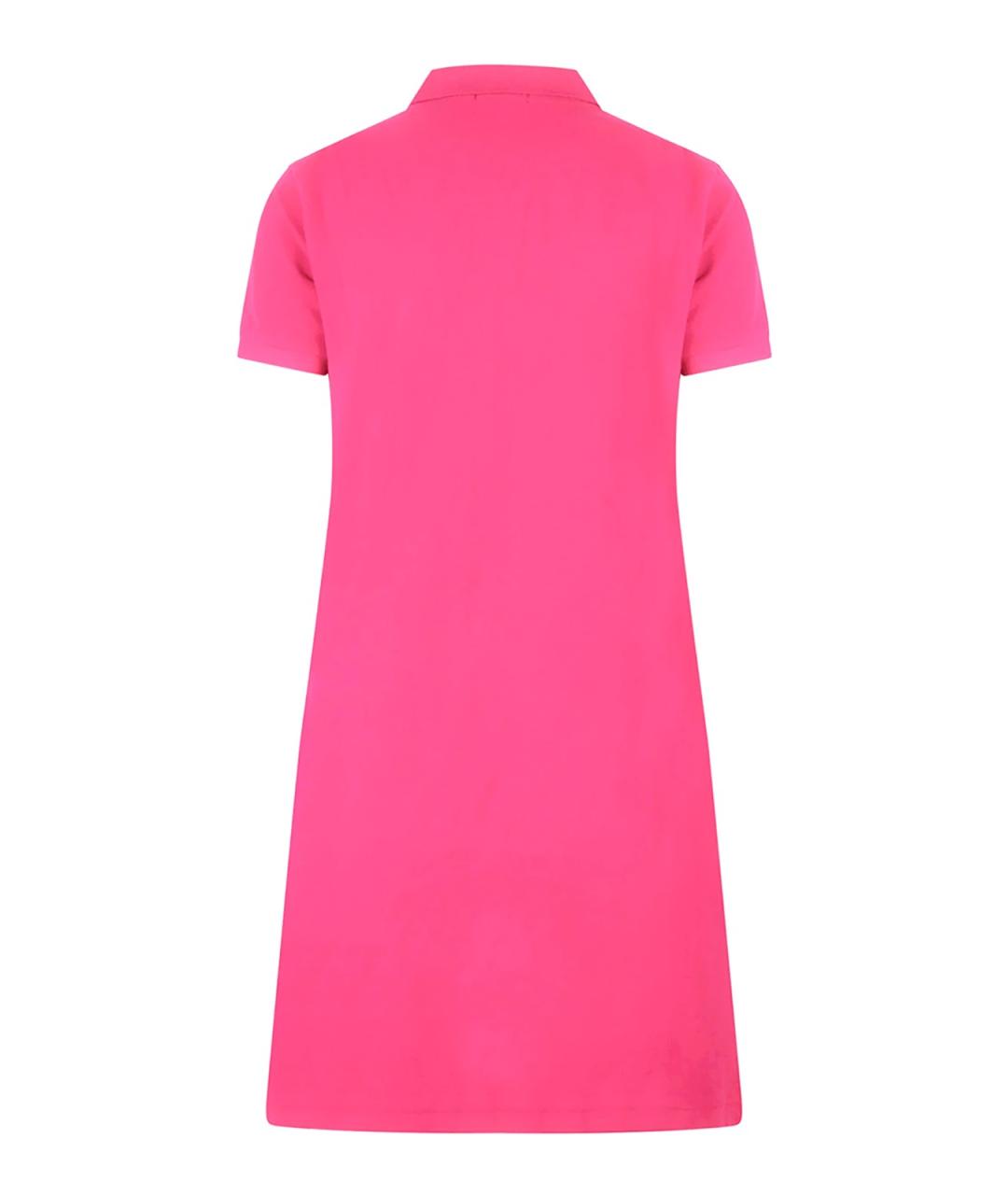 POLO RALPH LAUREN Фуксия хлопковое повседневное платье, фото 2