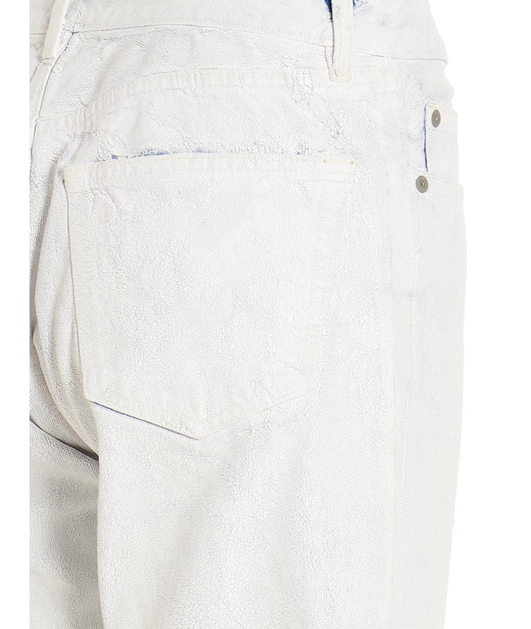 MAISON MARGIELA Белые хлопковые прямые джинсы, фото 4