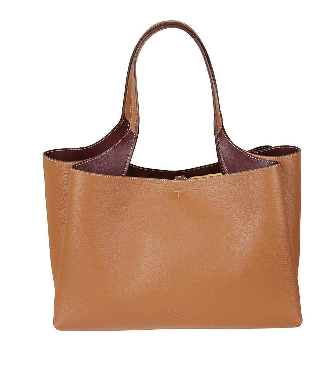 TOD'S Коричневая кожаная сумка тоут, фото 1