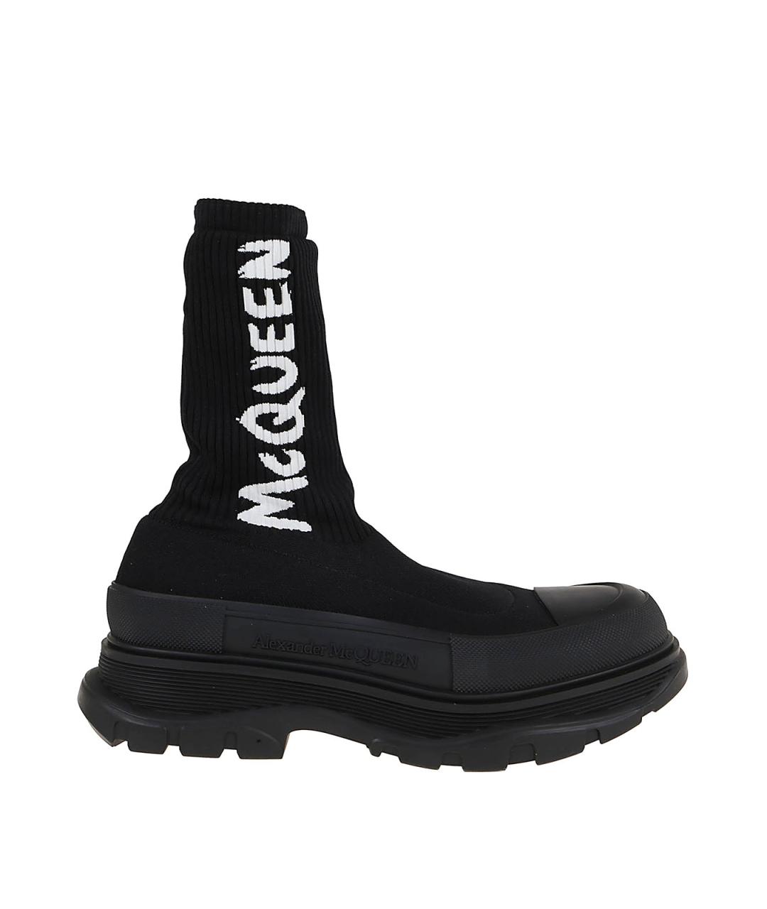 ALEXANDER MCQUEEN Черные текстильные высокие ботинки, фото 1