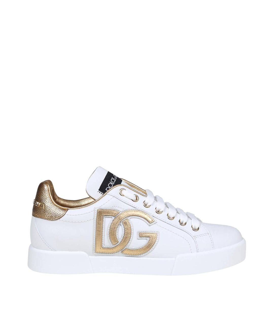 DOLCE&GABBANA Белые кожаные кроссовки, фото 1
