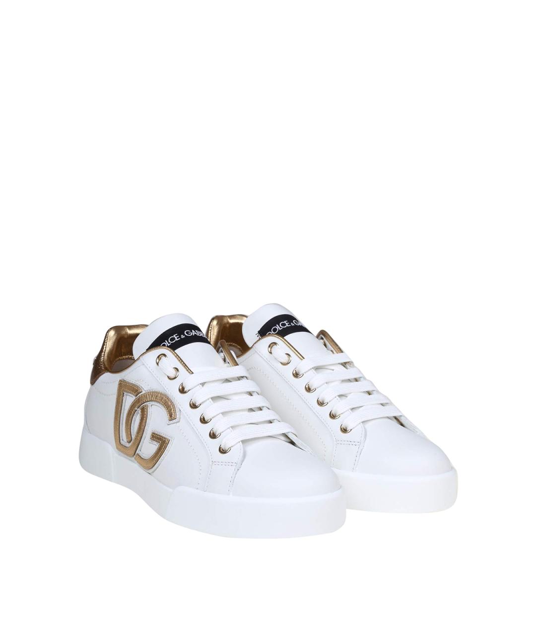 DOLCE&GABBANA Белые кожаные кроссовки, фото 2