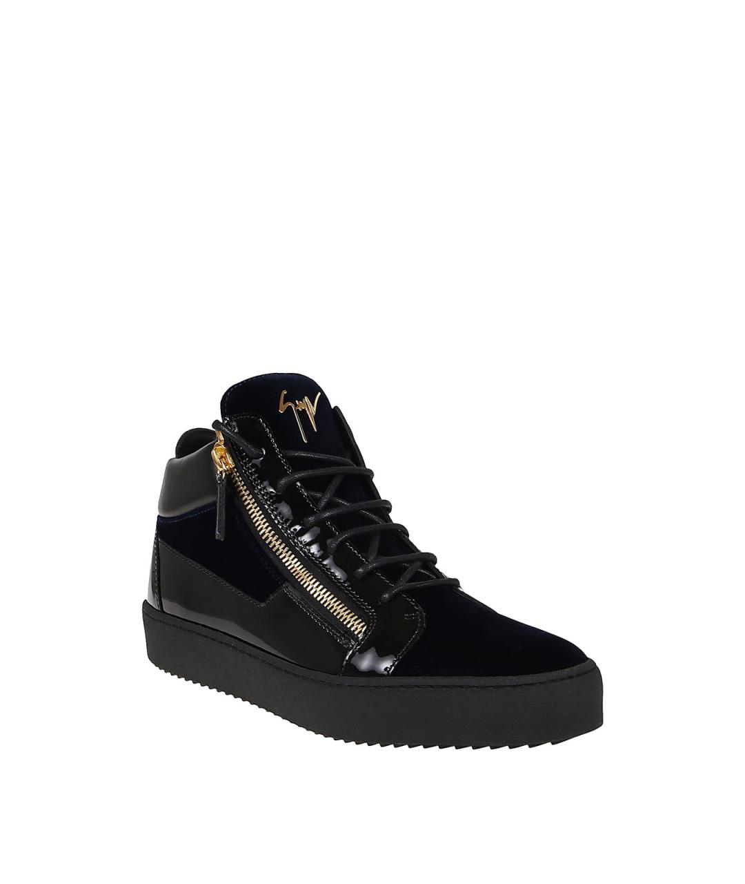 GIUSEPPE ZANOTTI DESIGN Черные кожаные высокие кроссовки / кеды, фото 2