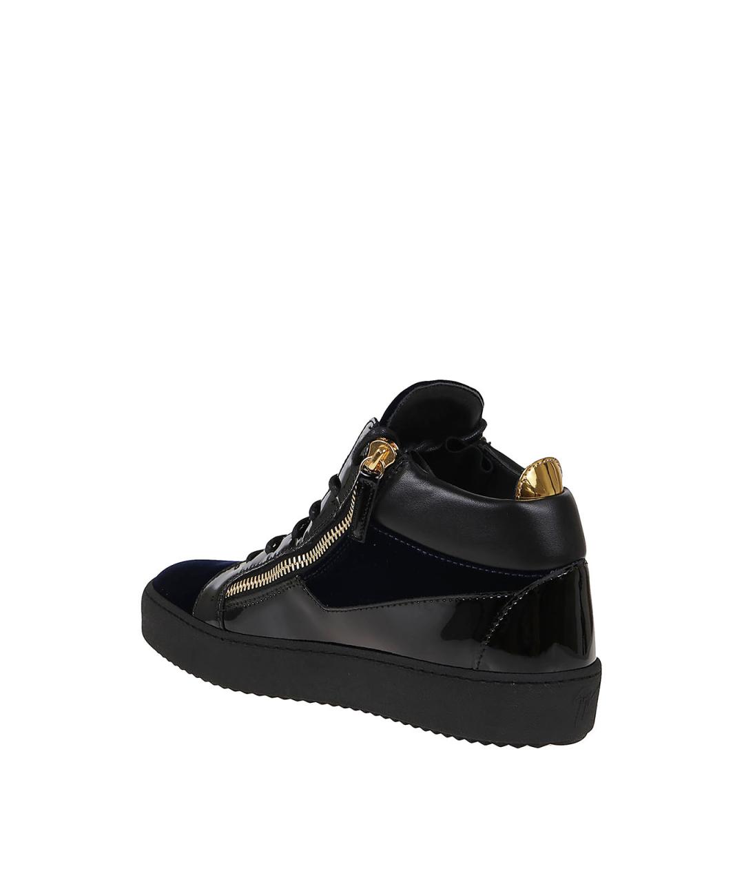 GIUSEPPE ZANOTTI DESIGN Черные кожаные высокие кроссовки / кеды, фото 3