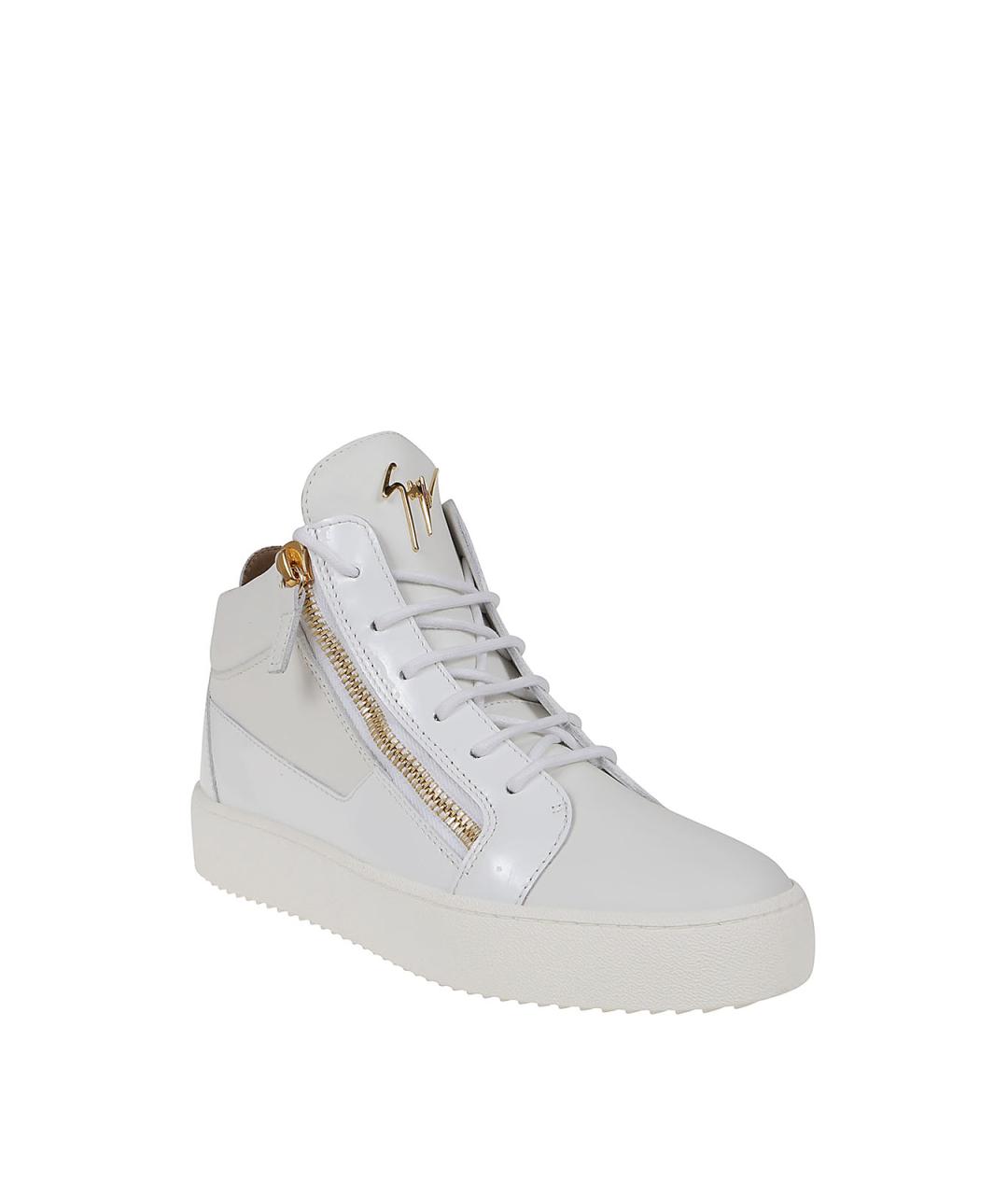 GIUSEPPE ZANOTTI DESIGN Белые кожаные высокие кроссовки / кеды, фото 2