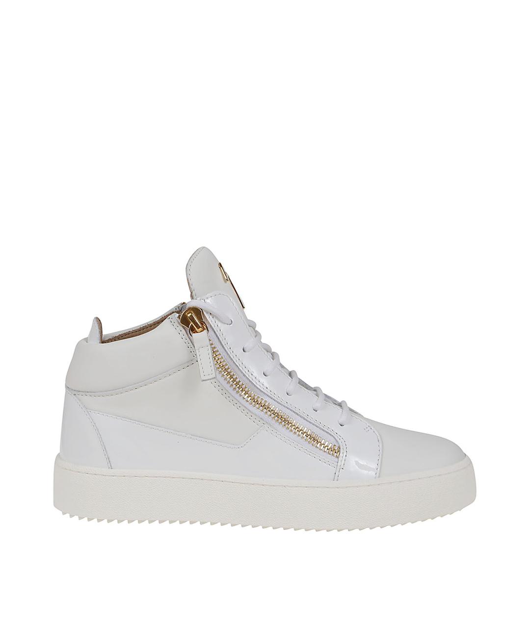 GIUSEPPE ZANOTTI DESIGN Белые кожаные высокие кроссовки / кеды, фото 1