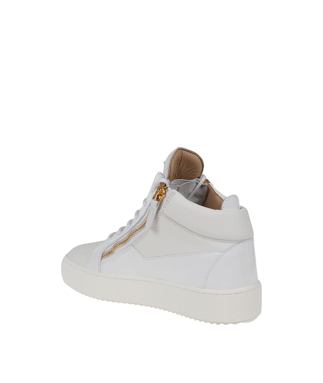 GIUSEPPE ZANOTTI DESIGN Белые кожаные высокие кроссовки / кеды, фото 3