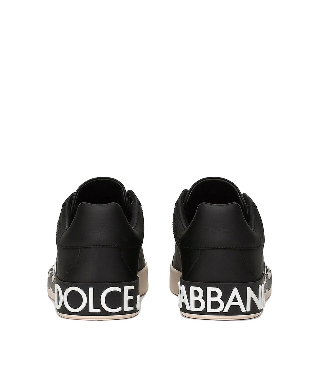 DOLCE&GABBANA Черные кожаные низкие кроссовки / кеды, фото 4