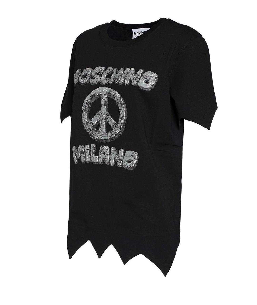 MOSCHINO Черная хлопковая футболка, фото 4