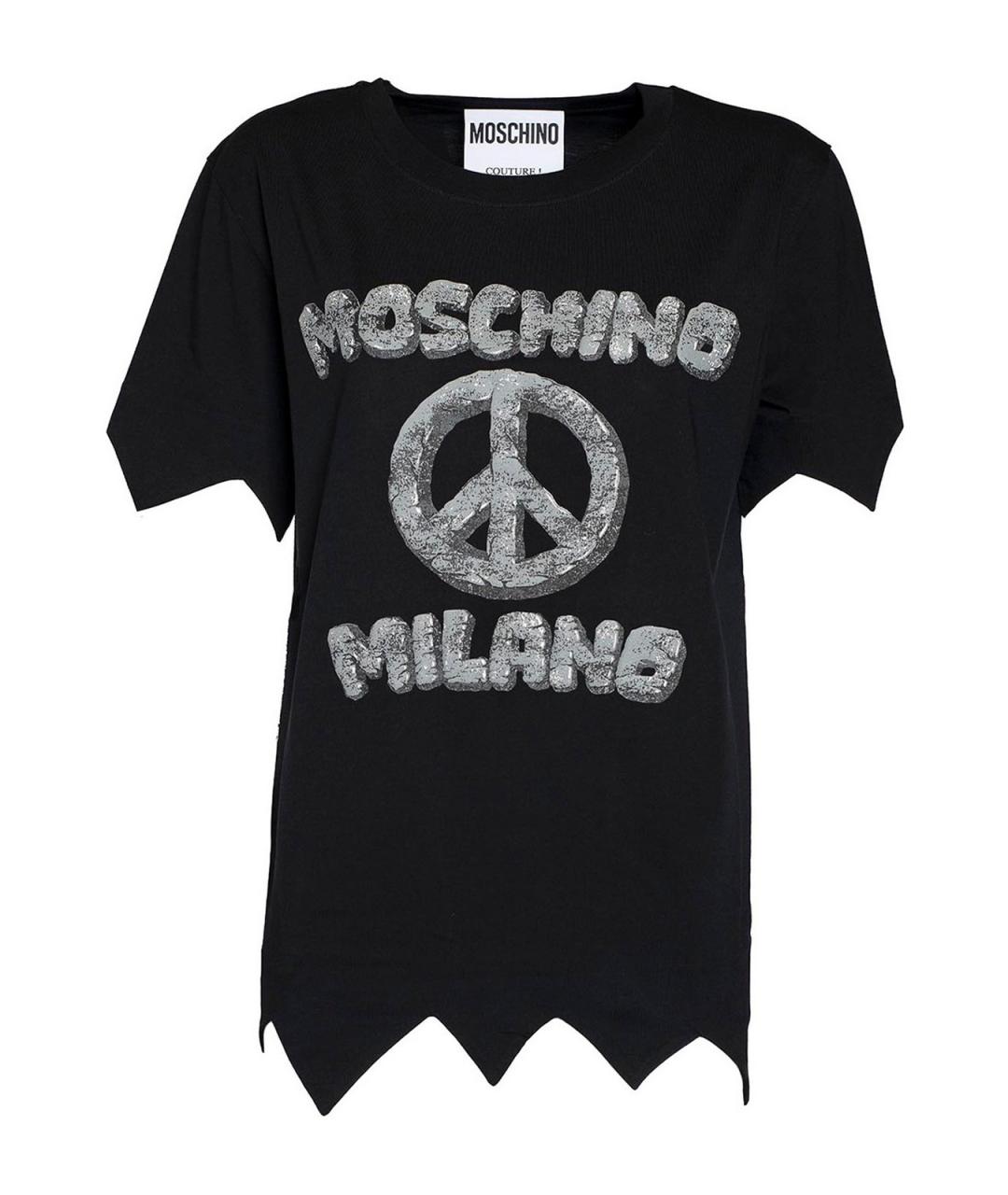 MOSCHINO Черная хлопковая футболка, фото 1
