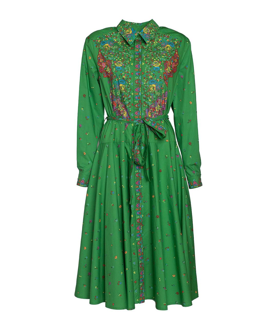 KENZO Зеленое хлопковое повседневное платье, фото 1
