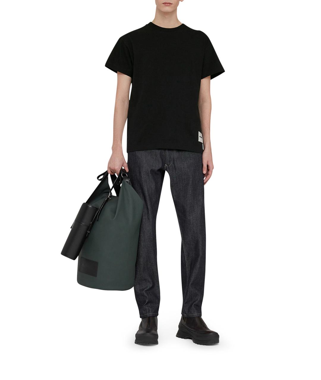 JIL SANDER Черная хлопковая футболка, фото 2