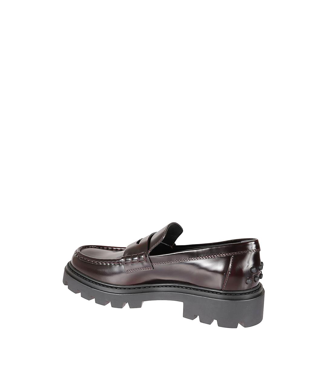 TOD'S Бордовые кожаные лоферы, фото 3