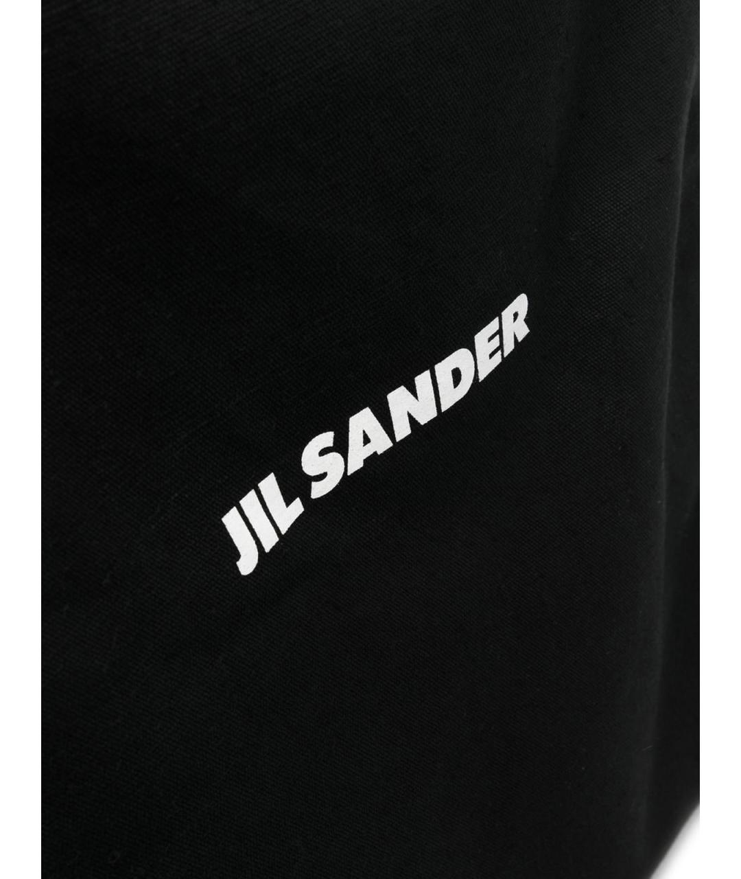 JIL SANDER Черная хлопковая сумка тоут, фото 3