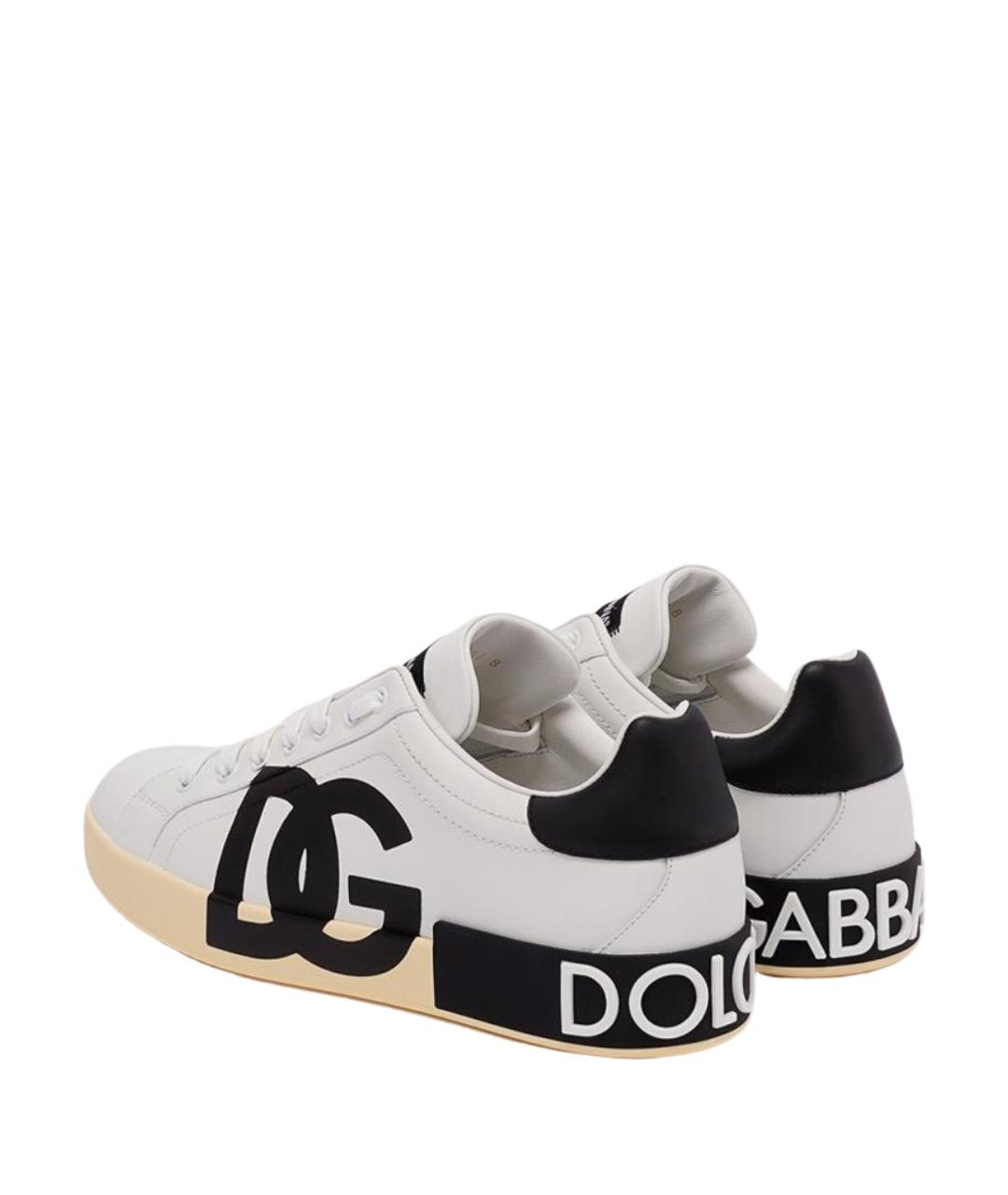 DOLCE&GABBANA Белые кожаные низкие кроссовки / кеды, фото 3